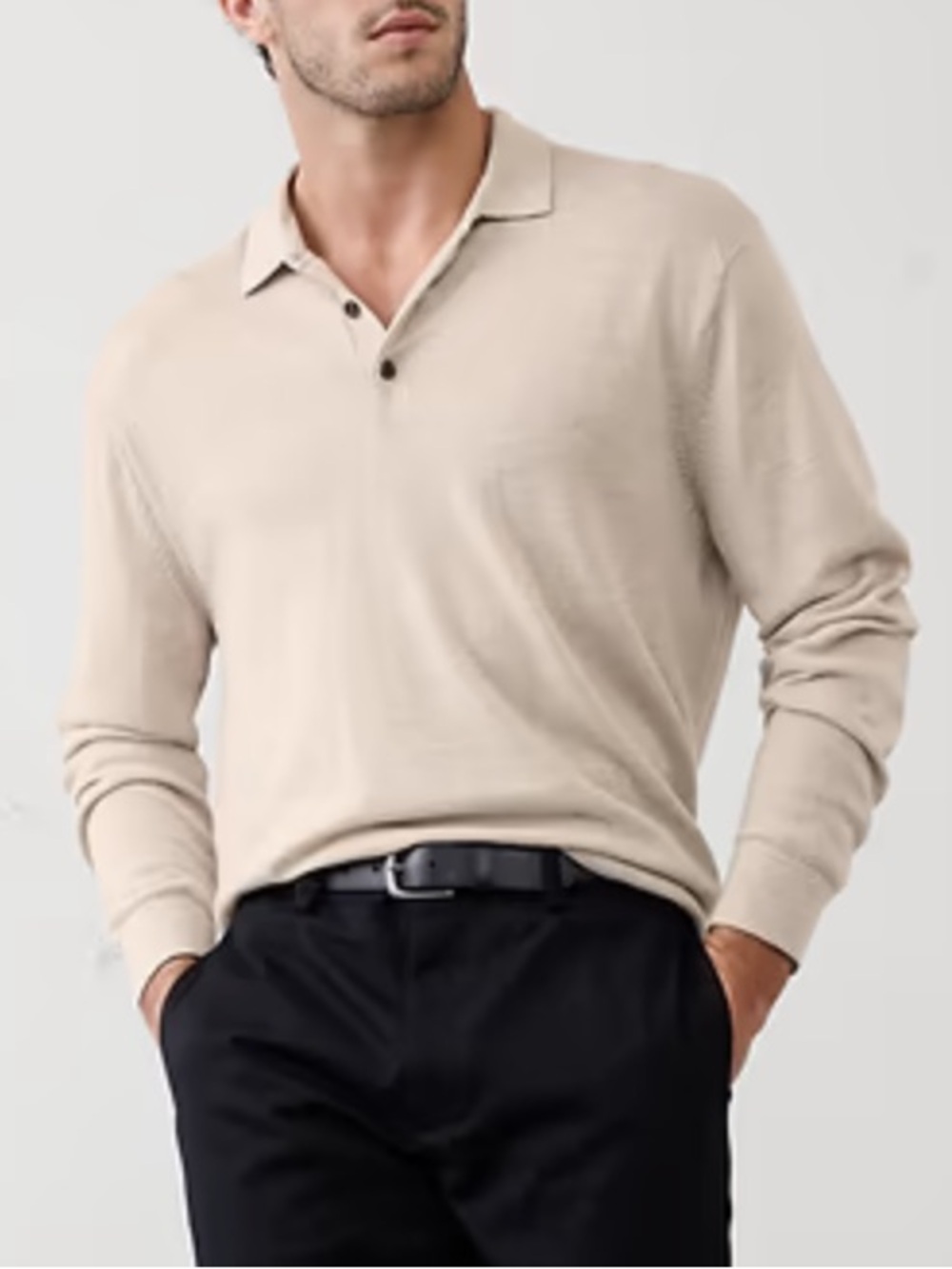 Banana Republic Cream Merino Wool Collar Sweater